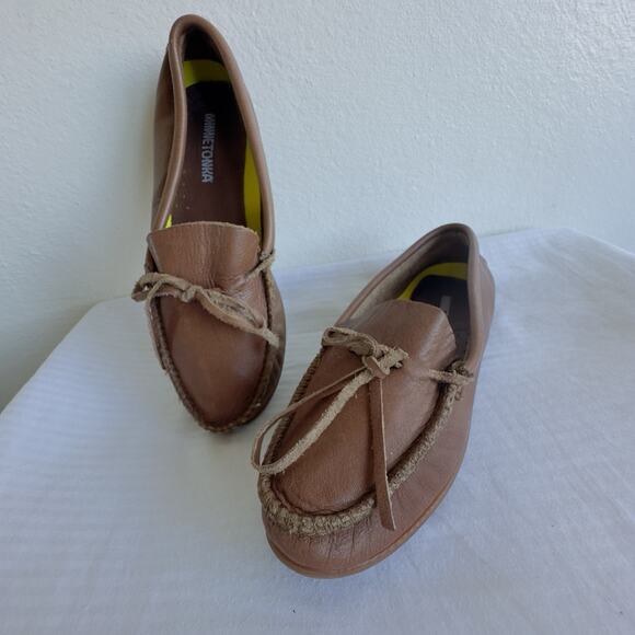 Minnetonka Brown Leather Loafers Moccasins Women’s 10 Slip-On Driving Shoes - Picture 5 of 13